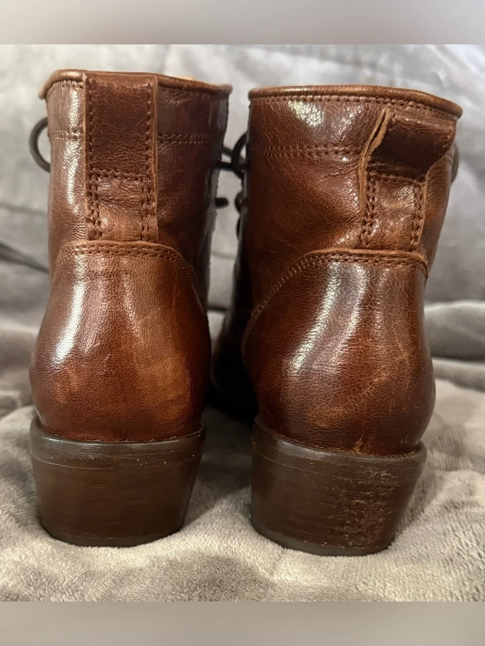 Frye Chestnut Brown Leather Lace-Up Ankle Booties